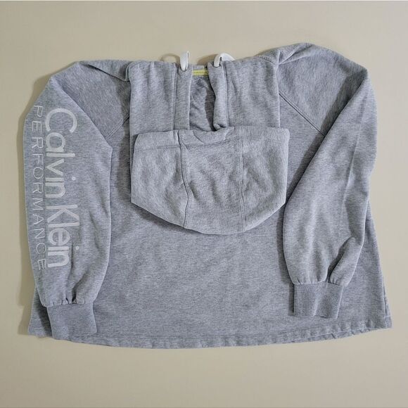 Calvin Klein Performance Women's Gray Quarter Zip Pullover Hoodie - Picture 14 of 15